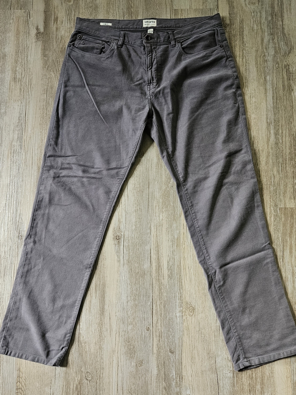 Todd Snyder Men's Gray Slim Fit Straight-Leg 5 Pocket Cotton Chino Pants 34x30